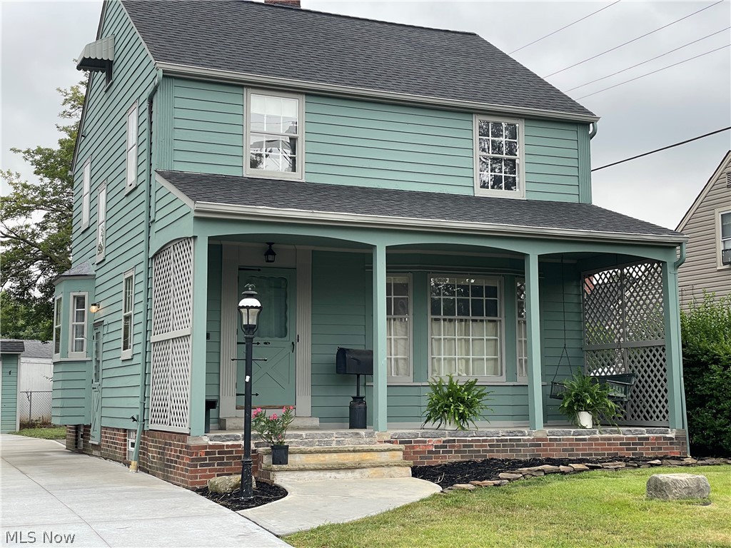 Step back in time and appreciate all the charm of this solid vintage home. You’ll be greeted by a charming covered front porch, spacious enough to entertain and fill with your favorite plants and comfy chairs. The living spaces are generous too, with a living, dining and den space all locate on the main floor. We love the fun kitchen with the addition of new quartz countertops, sink and faucet fixtures. Open shelving lends itself well to displaying your favorite dishes, or a well stocked coffee station. Upstairs there are 3 nice sized bedrooms with original hardwood floors. The third bedroom includes a large bonus space, perfect for a master closet, home office , sewing room or library. Original features, such as tile, bath fixtures, bay windows, original flooring, and built ins allow the history of the home to shine through. New Driveway, exterior and interior paint and more. (City of Euclid POS compliant.) Agent owned property.