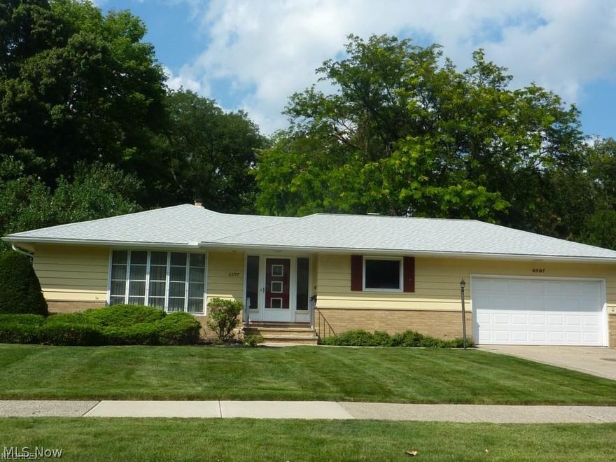 Restore this well laid out 3 Bedroom, 2 Full Bath brick ranch in Mayfield Heights.  Master suite has full bath, 2nd full bath in hall serves additional two bedrooms. Kitchen has decent layout, dining room with sliding doors to patio, laundry room on first floor, hardwood floors in bedrooms and hall. Good closet space upstairs, full 1700+ sq ft unfinished basement down. Attached 2 car garage w electric door, and nice yard.  Maintenance records not available, architectural shingle roof looks newer. It is possible to review photos from previous 2015 listing to see what this home looked like formerly. Home will be sold As-Is, Seller will make no repairs.