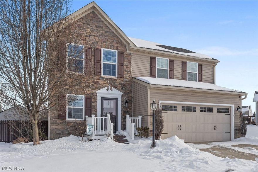 Welcome to 5519 Catmere Dr, Medina — a beautifully maintained colonial in Lafayette Township (no RITA taxes) just minutes from the charm and convenience of Historic Medina Square and right next to Chippewa Trail. This inviting 3-bedroom, 2 full and 1 half-bath (2 of the bathrooms recently updated) home blends modern style with warm, family-friendly living in a location you’ll love. Step inside to a bright, freshly repainted first floor where a welcoming foyer with contemporary lighting sets the tone and leads into a light-filled living room featuring a classic brick fireplace, charming windows, and a clean, timeless aesthetic. The open layout flows seamlessly into the gourmet eat-in kitchen, thoughtfully designed for both everyday living and entertaining. Highlights include stainless steel appliances, granite countertops, a center island, ample cabinetry, and a pantry. The kitchen opens to the dining area, where large windows bring in natural light and provide easy access to the back patio. Upstairs, you’ll find three comfortable bedrooms, including a spacious primary suite complete with a walk-in closet and private ensuite bath. Two additional bedrooms share a full hallway bathroom, and a conveniently located second-floor laundry room adds everyday ease. The lower level offers valuable additional living space with a recreation room featuring plush carpeting and a utility area, currently set up as a gym. This space offers excellent potential to finish further and create even more flexible living or entertainment space. Outside, enjoy the back patio overlooking a large, fenced-in yard—perfect for play, pets, or gatherings. Additionally, the HOA is already paid for this entire year, a brand new hot water tank with a 6 year warranty was installed, and the furnace was just serviced and signed off on as properly functioning. Don’t miss the opportunity to make this lovely Medina home yours—comfort, style, and location all come together at 5519 Catmere Dr.