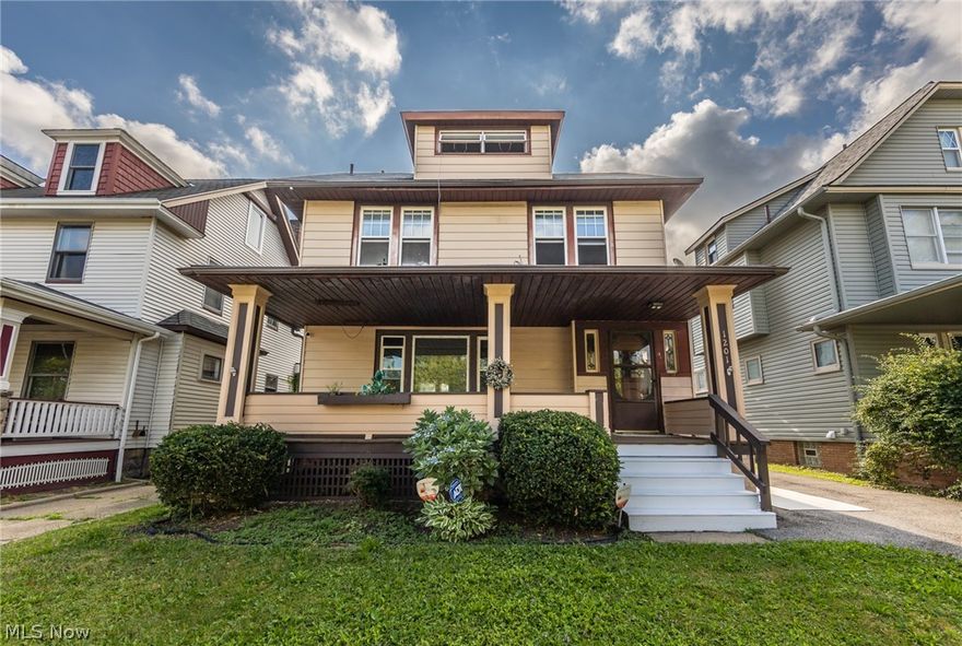 Lacation, Location, Location! This large 5 bedroom home is just a 3 minute drive or 12 minute walk to Lakewood Park! Enter the front door and your new living room boasts a gas fireplace flanked by illuminated built in cabinets. A window seat adorns the large dining room. The eat in kitchen has ample cabinet and counter space. All appliances stay. Dual stair cases provide access to the second floor where you will find 4 bedrooms and a full bath. The third floor is a finished 5th bedroom with skylights, and a half bath. The basement offers storage and a laundry area. The two car garage means no more scraping snow in the winters. Relax on the front porch on those warm summer days. Enjoy the wonderful, walkable location close to restaurants, shops, parks and beautiful views of the lake!