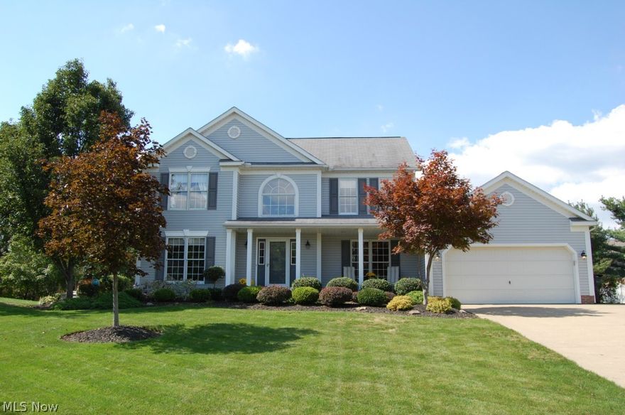 Welcome to this immaculate 4BR/2.5BA Two story on a private cul-de-sac.  Updated kitchen with granite counters, SS appliances, breakfast bar and eating area.  Kitchen is open to great room with fireplace and exits through sliding doors to beautifully landscaped backyard.  French doors into living room/office.  Elegant formal dining room.  Bathrooms updated with granite.  2 story foyer.  Master bedroom has vaulted ceiling, walk-in closet and en-suite bath with dual sinks.  Nicely finished basement offers additional bedroom (other) media room, rec room and workroom. 2 car attached garage.  Furnace and A/C are 1 year old.  Gorgeous landscaping and 2 level brick patio with gazebo (to stay). Move right in.