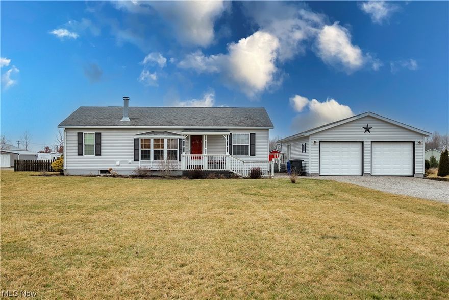 Welcome home to 242 Township Road 391! Don't miss this beautiful 3 bedroom, 2 bathroom ranch sitting on an oversized 1.5 acre lot with serene country views! Enter into the main living area boasting updates throughout and first floor laundry. New laminate flooring graces the entire home. The living room features a cozy fireplace and new recessed lighting that continues into the kitchen. The kitchen also offers new drop down lights, a dining area, and access to the back patio. Three great sized bedrooms and two full bathrooms complete the main level. The owner's suite sits privately on its own side of the home and features an attached bathroom with double vanities. Venture to the lower level to find a finished rec/family room. There is ample storage space on the LL along with a walk-out to the fenced in backyard. Your outdoor space also includes a large storage shed/barn. Notable updates include: new sump pump (2023), furnace and A/C (2017), HWT (2012), roof, windows, and kitchen appliances (2006). Schedule your private viewing today!