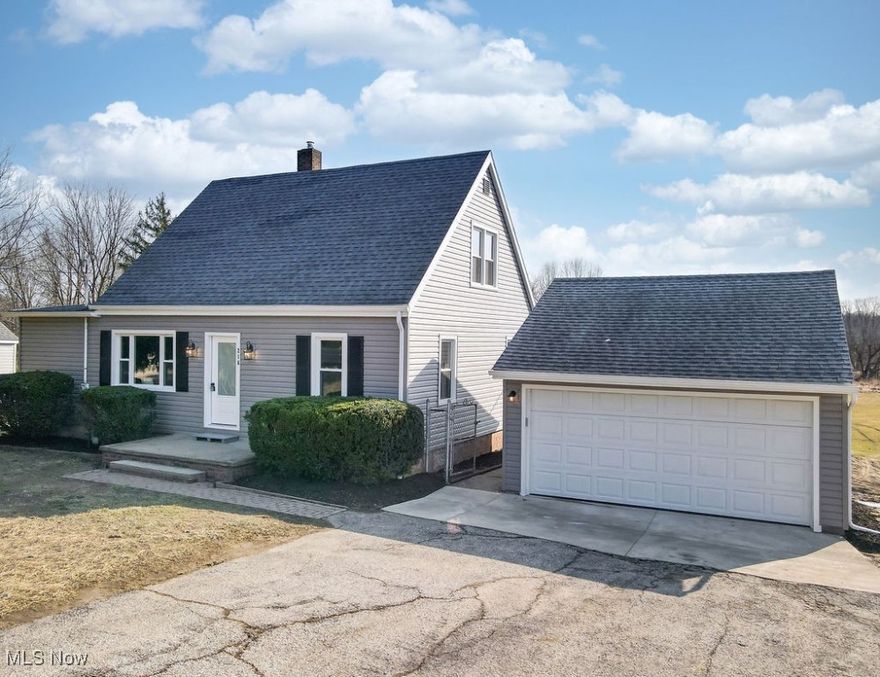Beautiful fully remodeled 4 bed/2.5 bath cape on quiet 1.65 acres.  The home is new inside with open floor plan, new flooring throughout.  Open the front door to an oversized living room freshly painted with new carpet and loads of natural light, walk into the open kitchen and dining area with oversized island/breakfast bar with quartz counters, brand new cabinets, new lighting and ss appliances overlooking the brand new deck and private back yard with large chicken coop.  The first floor also include 2 brand new full baths, a abundant master suite, another bedroom and laundry facility.  The upstairs includes a half bath and 2 adorable bedrooms.  The finished basement includes a large family room/rec room and second kitchen and slider walking out to concrete patio and serene back yard.  The large 2 car detached garage has extra storage shed for all lawn and yard equipment or storage and the best part is everything has been updated from windows to siding.  This home is a must see and priced to sell.
