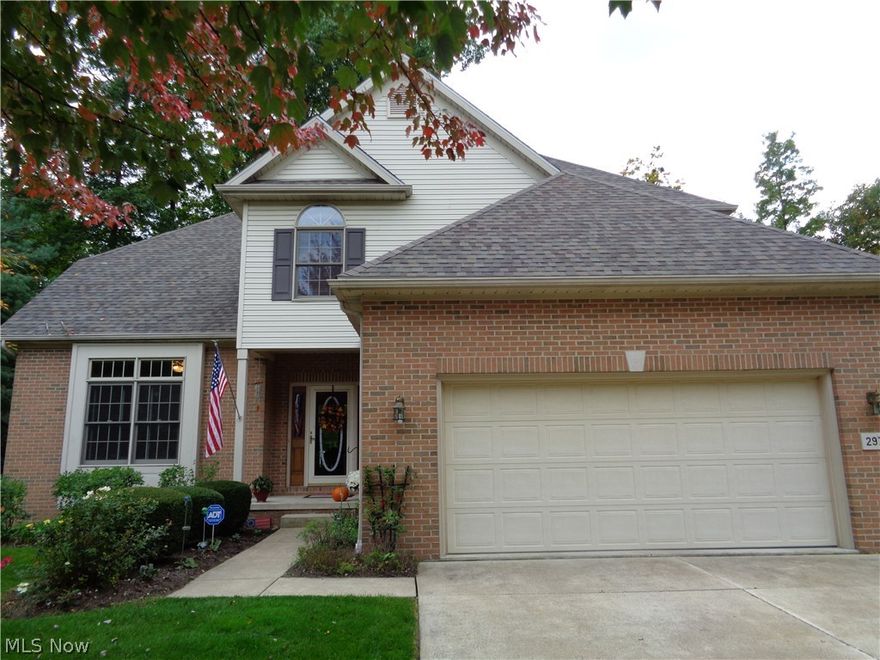 Wonderful free standing condo on private cul-de-sac lot.  While setting on your vinyl deck you can enjoy the pond and woods.  Two story entry and great room with fireplace.  Kitchen with appliances and breakfast bar opens to the dining room with a bayed window.  Large first floor master bedroom with double closets and a private bath.  Office with build in TV cabinet. First floor laundry has cabinets and laundry sink with a ceramic floor. Lower level with rec room and a full bath. Plenty of storage in a section of the basement with the newer furnace and hot water tank., 2015. Second floor has 2 large bedrooms, full bath, and a walk in storage closet. New roof 2015. Square footage includes the lower level rec room.  America's Preferred 1 Year Home Warranty included.