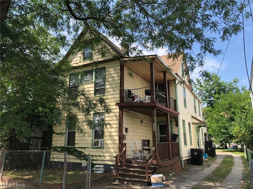 Fully occupied duplex generating $1075/month!  Convenient location near Downtown Cleveland, freeway access, Cleveland Clinic, and University Circle.  Large apartments, each with it's own porch, plus plenty of off street parking.  Other features: separately metered gas and electric, ceiling fans, full basement with laundry facilities, professional management in place.