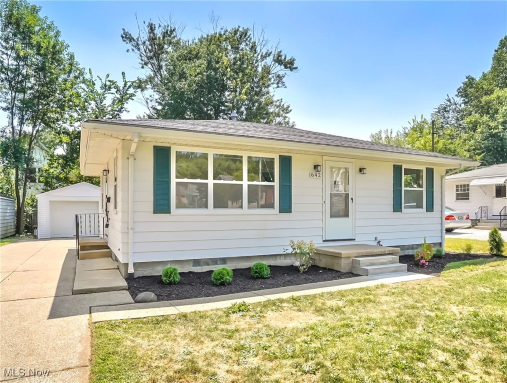 Welcome to this adorable 2BR, 1 bath ranch in Cuyahoga Falls. Just minutes from scenic hiking trails and the revitalized downtown Front St, this charming home has been extensively updated for easy, worry-free living. Recent improvements include (within the last 1-2 mo): NEW roof (on garage, too!), NEW windows, updated kitchen, new LVT flooring throughout, and new light and plumbing fixtures. You'll also love the new storm doors and major mechanical upgrades like NEW furnace, NEW central air, and NEW hot water tank! The clean, unfinished basement features glass block windows and offers loads of storage- or a blank slate to make it your own. Whole home freshly painted in warm neutrals. Truly move-in ready. Unpack and ENJOY!