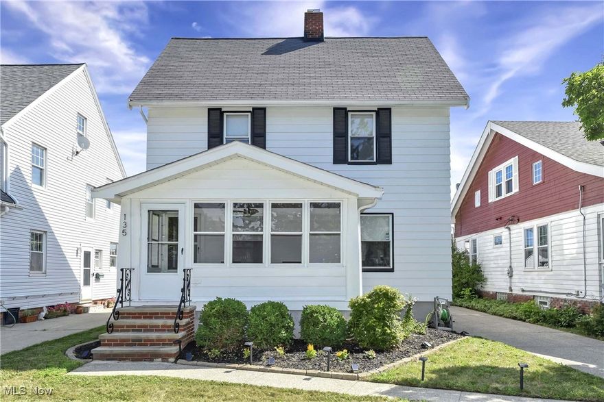 Prepare to be moved! Welcome to 135 E 219th St, Euclid, OH 44123—a beautiful two-story colonial, that boasts a freshly painted exterior (2023) and a newly painted interior (2025), setting the tone for the thoughtful upgrades found throughout the property. As you enter, you're greeted by a naturally lit living room featuring gleaming hardwood floors and a striking black brick fireplace that serves as the room’s centerpiece. This spacious area is perfect for both entertaining guests and quiet evenings at home. Just off the living room, the dining area continues the elegant hardwood flooring and provides ample space for hosting family gatherings. The kitchen has been updated with newer vinyl flooring (2025) and is equipped with modern black and white cabinetry. All stainless steel appliances remain with the home and were replaced in 2024. Upstairs, the newly carpeted stairs and hallway (2025) lead to three generous bedrooms, each showcasing the same hardwood floors. The updated full bathroom offers a clean and contemporary finish. The unfinished attic provides potential that could be transformed into a cozy living area, office, or extra storage. The basement offers excellent potential for hobbies, a workshop, or additional storage, and both the washer and dryer will remain with the home. Furnace and central air replaced in 2022. Modern touches like a Nest thermostat and Ring doorbell add to the convenience of the home. Outside, the patio area opens to a large backyard—great for a garden, outdoor seating, or entertaining. A newer shed (2025), offers more room for storing outdoor equipment. Located in the Shore Haven community, residents have access to gated basketball courts, a covered picnic area, and a playground just a short stroll from the Lake. This home presents a perfect mix of comfort, style, and community. This home is within walking distance of the Shore Center Plaza, close to Lake Erie and the I-90, and just a short drive to both Euclid and Sims Park.