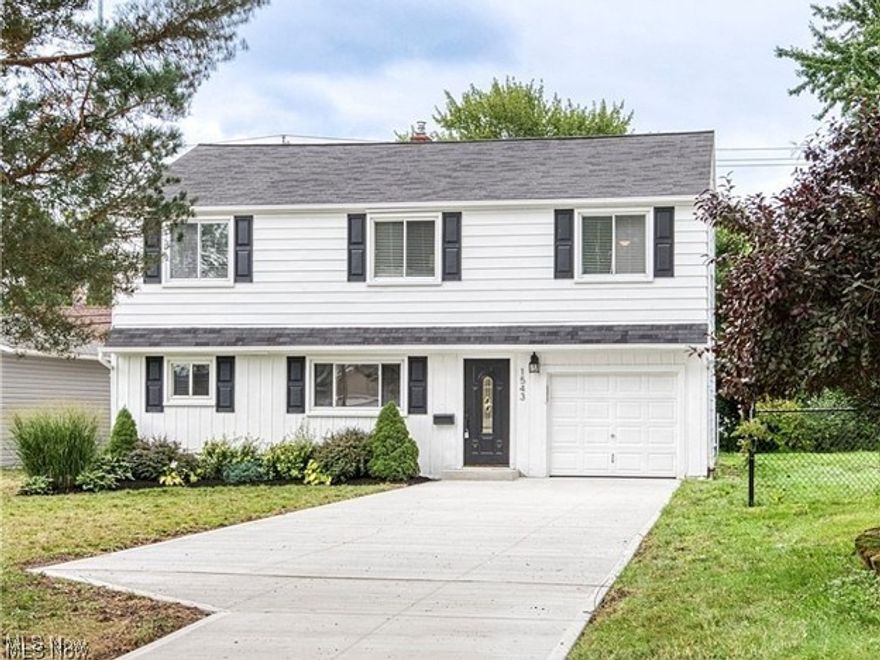 Welcome to 1543 Crestwood Rd, Mayfield Heights, OH—your newly remodeled dream home! This stunning property features 4 bedrooms and 3 full bathrooms, all newly updated (2024) with new tile, vanities, fixtures, and faucets. The brand-new kitchen is a chef’s delight, boasting honed granite counters and new appliances (2024). Enjoy the elegance of designer lighting throughout the home, new flooring, and fresh interior and exterior paint (2024). Step outside to a spacious, oversized yard with a NEW driveway and patio (2024), surrounded by beautiful NEW landscaping, perfect for outdoor entertaining. Located in close proximity to restaurants, shopping, and entertainment, this home offers convenience and modern luxury. Don’t miss out on this gem—schedule your showing today! Furniture also available for purchase separately, offering a move-in ready opportunity for the next owner.