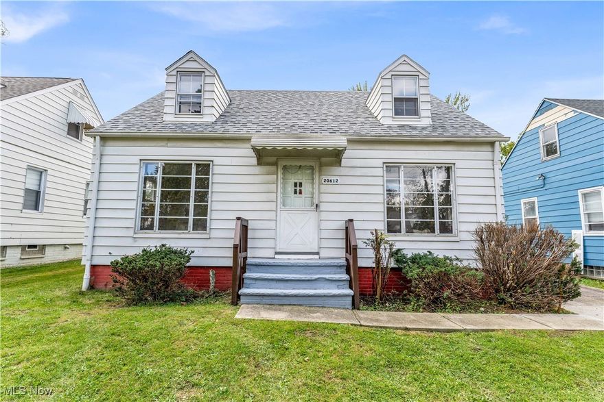 Prepare to be moved! Welcome to this charming 3-bedroom, 1-bath Cape Cod located at 20612 Hansen Road in Maple Heights—an excellent opportunity for first-time buyers or savvy investors. This well-maintained home combines classic character with functional living spaces, offering strong rental or long-term value potential. Step inside to a spacious, light-filled living room with large windows that create a warm and inviting atmosphere—ideal for relaxing or entertaining. Through the arched doorway, the kitchen features white countertops and cabinetry, providing a clean, practical layout with room for future updates to add value. Two first-floor bedrooms offer convenient one-level living.  The expansive second floor provides flexible space that can serve as a third bedroom, home office, or bonus room. The full basement offers ample storage and presents an opportunity for additional living or recreational space. Outside, enjoy a large, open backyard—perfect for outdoor gatherings or recreation. Conveniently located near schools, shopping, and local amenities, this Maple Heights property presents an affordable entry point into homeownership or a solid addition to an investment portfolio. Don’t miss the chance to unlock the potential of this versatile home! Property occupied by section 8 tenant until 02/01/2026. Point of Sale available upon request.
