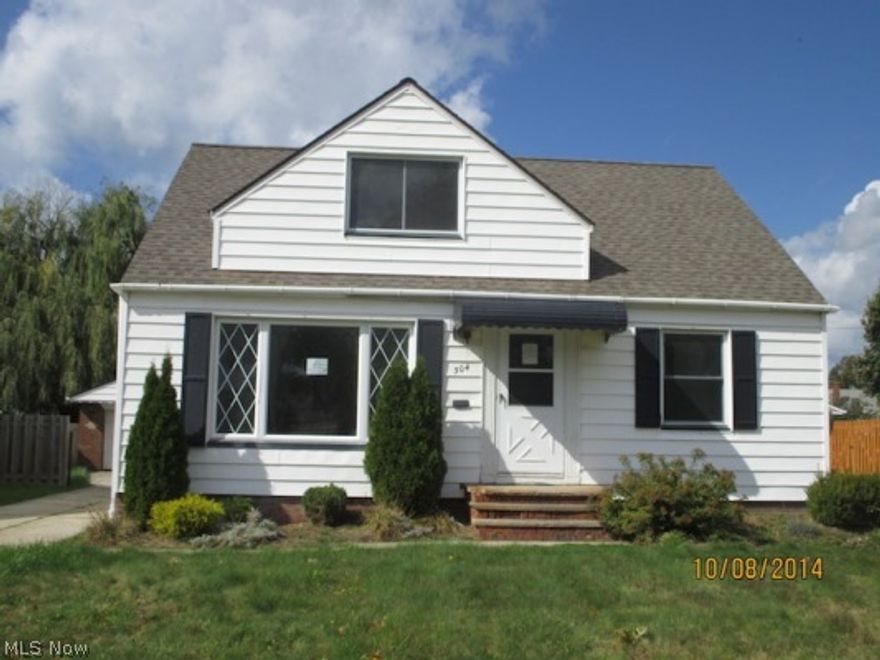 Willowick bungalow in need of your finishing touches !  Living Room features a faux fireplace and the eat-in-kitchen is spacious.  Second floor master bedroom features built-in drawers and cedar closet, front deck, workshop behind garage, large 2 car detached garage with opener, vinyl sided, private backyard.