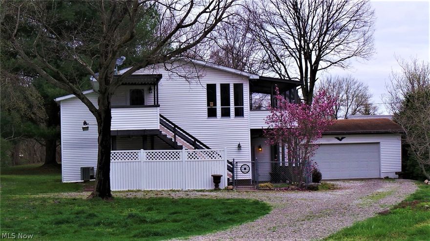 Such a unique home. Ohio River view. Raised ranch with 3 bedrooms, 2.5 baths, oversized 34X22 garage. Plus a study/den. A fabulous gaze at the river from the family room window corner wall. Sun room off family room 7X14 plus screened room off kitchen 14X7. Living room and master bedroom on 1st floor plus study. Very nice storage building with loft.