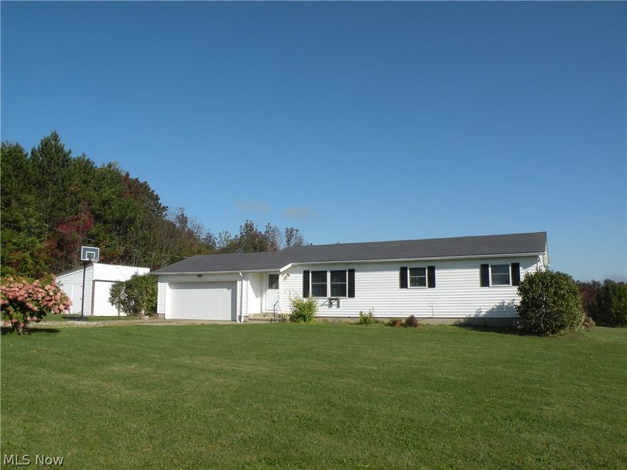 Newer Rural Ranch on 2.01 Acres among 100's of acres***172'x500' rolling land backs and sides to heavy woods and farms***Beautiful views from your large deck off the dining room***Spacious rooms including a 32 foot long recreation room, 21 foot  Living Room, 3 first floor bedrooms, 2 full baths and finished rooms in the lower level***All appliances stay including a large double door stainless steel refrigerator with water and ice***the washer and dryer are in your 20 foot laundry*** and your 2 car attached garage has a new opener***a 12'x16' Shed is conveniently located near the home for all your outdoor items. Only 9 minutes to Medina Square and 11 minutes to I 71 and SR 224*****Call today for an appointment!