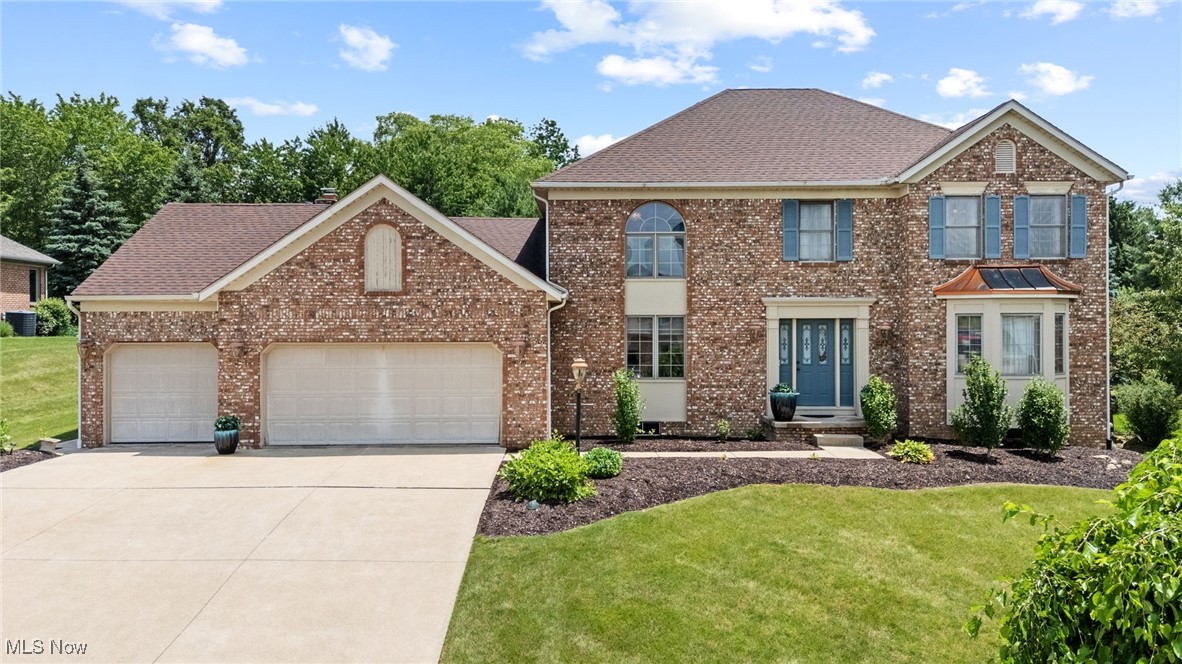 This inviting 4 bedroom, 3 1/2 bath home in Kings Creek boasts an impressive 3,160 ft.² of living space which combines comfort, style, and convenience. Step through the welcoming foyer into a spacious living room that flows seamlessly into the formal dining room- ideal for entertaining. The large kitchen features abundant counter space, a breakfast bar, and plenty of cabinets for storage. The adjoining dinette area has French doors to 20' x 12' deck for outdoor dining and gatherings. Enjoy relaxing evenings in the family room with gas fireplace or unwind in the bright and airy sunroom with cathedral ceiling that also has access to the deck. A convenient laundry room, powder room and office/library with built-in bookshelves completes the main floor. Upstairs, the master suite offers master bath with jetted tub, double sinks, and separate shower and commode. Three additional bedrooms are generously sized. There is a third full bath in the basement. A 3 car garage and lovely .4 of an acre lot complete the picture. The CAC was replaced in 2024, furnace is about 5 years old, and roof about 6 years old. All windows replaced approx. 10 years ago. This beautiful home is within walking distance to Stark Parks Trails, Gervasi Vineyard, and Veterans Community Park with playground, splash pad, and a dog park for your enjoyment along with family, friends, and pets. The King's Creek HOA is voluntary with an annual fee of $40. Don't miss the chance to make this lovely home yours. Schedule your private tour today! Auditor indicates 2 full baths but Seller states 3 full baths.