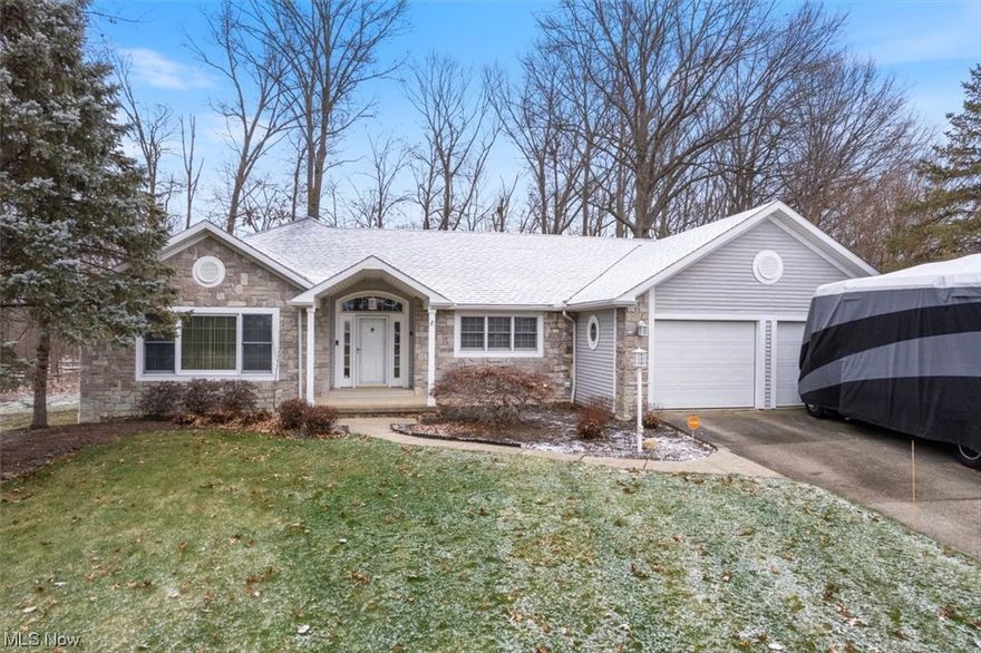 Discover a custom and smartly built 3BR/4BA ranch elegantly graced with handicap features at every turn and a coveted location in Barkwood Estates with direct lake access! Quality, comfort, common sense and high aesthetics are merged in this beautiful & distinctive ranch that will exceed your expectations in terms of entertaining as well as day-to-day function. The sizable Kitchen, a showpiece gateway to every venue within this special property, features an impressive collection of solid wood custom cabinetry, neutral split stone backsplash, coordinating Corian counters, a 6’ island ideal for entertaining, a small galaxy of recessed lights & newer SS appliances. Double Pocket Doors lead to the Dining Room as well as the vaulted front foyer entry. 1st Flr Laundry Room boasts a double utility sink and cabinetry consistent with the entire home. The Kitchen opens to a grand vaulted Great Room with stone fireplace and wet bar and here as well as in the adjoining enclosed Patio with skylights are serene views of the adjacent lake. Beautiful wood moldings and solid 6-panel 36” doors dominate the home, and the dining room features a built-in window seat and an elegant tray ceiling.  Expansive Living Room with traditional gas FP. A 3'5"’x27’ hallway lends privacy to the Bedroom Suites, & the large Master Bath, with roll-in tiled shower, oversized jetted tub, skylight & twin sinks with oversized vanity, will not disappoint! The cavernous Lower Level, tastefully finished with crown moldings & custom wood columns, features a bonus Bedroom, 2 additional rooms, a Rec Room with welcoming Bar, & a dream Workshop with French doors to the HVAC room. The Lower Level also houses a full updated Bath and plenty of storage closets+mammoth finished crawl space. Take title to peace of mind with closeted Sump Pump, whole house generator & vigilantly maintained mechanicals. Comprehensive home inspection performed at time of listing is available to study. 1-yr America's Preferred Home Warranty