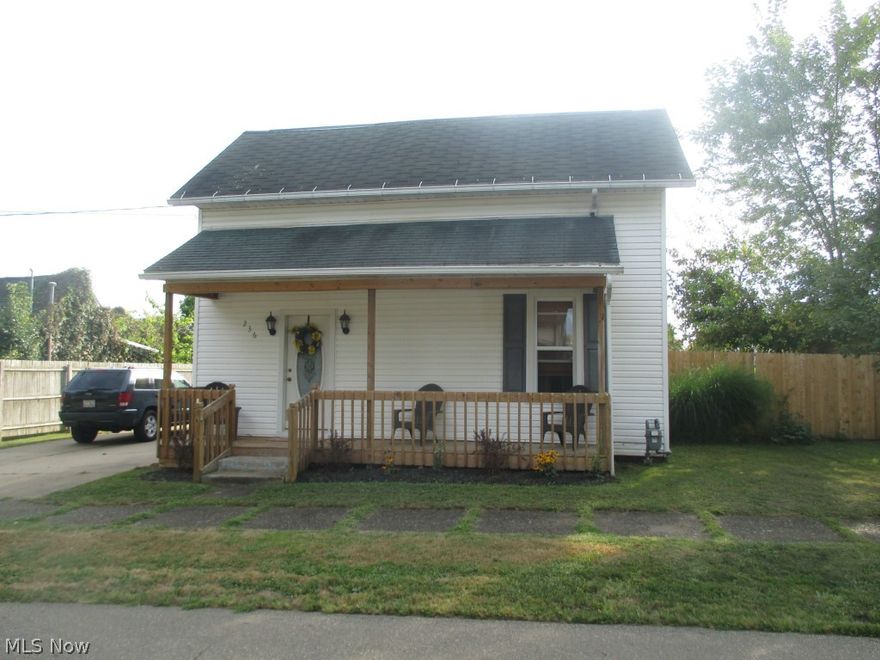 Replacement windows, vinyl sided, 2 window a/c, range, refrigerator, dishwasher.  1st floor laundry with hot water tank and gas furnace area.  2-car garage plus storage, fenced yard.  Cute starter home.