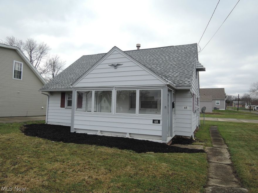 Priced to sell, this home has some great additional features to be enjoyed! This cape cod has two first floor carpeted bedrooms and full bath with tub shower combo with ceramic tiled floor. Upstairs is a large carpeted third bedroom and also a tandem office or make it a fourth bed if you need! All appliances stay in the eat in ceramic tiled kitchen! Washer and dryer stay in the first floor laundry. This home has a nice sized carpeted living room with a great enclosed front porch to enjoy warmer months! New roof 2 years old. Vinyl windows. Steel entry doors. Off the back, there is a nice deck. The detached garage has 2 yr 3D rook and a loft for addtional storage. Also there is a large shed also with a loft! Another small deck leads off the shed! Triple wide driveway gives some great extra parking space! Corner lot. Austintown Schools.