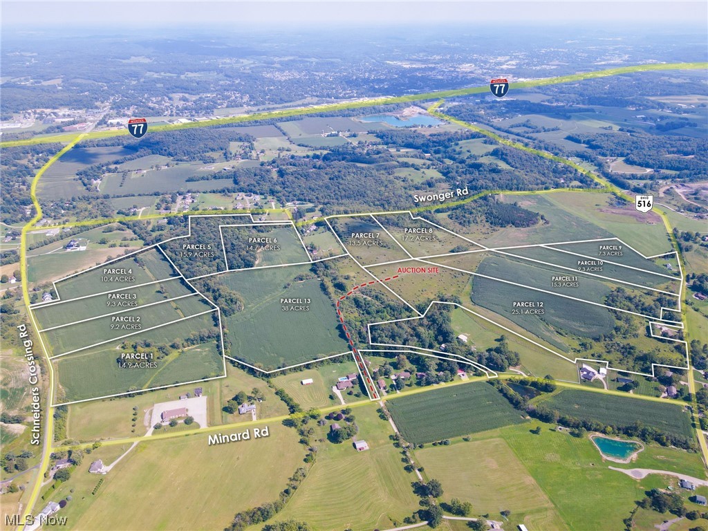 COMBINATION: 200.1 ACRES- AUCTION OCT. 18, 2023, 5:00 PM. Spanning a vast 200.1 acres, this farm boasts enviable road frontage on Schneiders Crossing Rd, Minard Rd, Swonger Rd, and State Route 516. Just imagine the breathtaking views, with its rolling terrains painting a tranquil backdrop for every dawn and dusk. Nestled within this 200-acre farm is a cozy 3-bedroom, 1-bathroom residence, complete with a detached 2-car garage. Whether you're gazing out at roughly 50 acres of rich woodland – and the marketable timber that stands proudly within – or envisioning the infinite opportunities this land presents, you'll find it hard to resist. Think building lots, a haven for hunting, fertile farming grounds, or a rural home in a prime location. Its proximity to I-77 offers unparalleled convenience, bridging the beauty of country life with the pulse of the urban. Discover the harmony of Dover and Winfield right here. Dive into your rural dream now!
