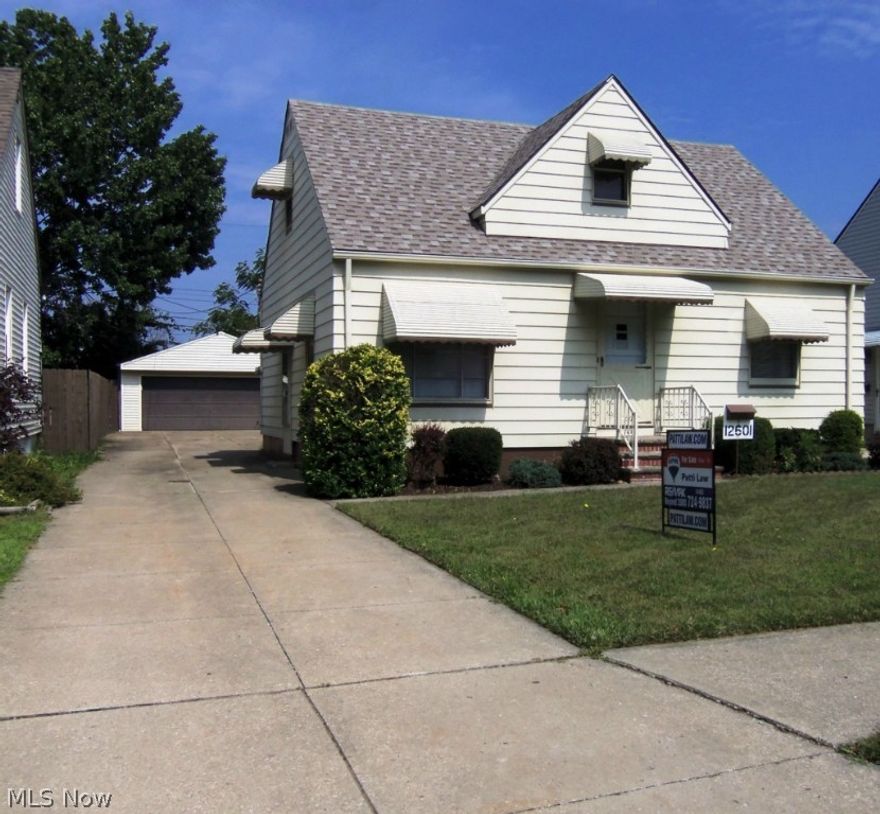 Great Cape Cod Bungalow, Move Right In! Well maintained, one owner home.  Nice Eat In Kitchen w/ Plenty of Counter & Cabinet Space, Lazy Susan, Dishwasher and Vinyl Flooring.  Spacious Living Room Carpeted w/ Hardwood Floors Underneath.  3 Good Size Bedrooms, Upstairs Bedroom w/ Nice Built in Drawers and a Large Walk In Closet.  Full Size Basement w/ Laundry Room, Workshop/Storage Room & Large Finished Rec Room w/ Paneling and New Carpet. New Roof on House and Newer Furnace has transferrable warranty.  Nice Yard with 2.5 Car Garage. Home will be Violation Free! Must See!!