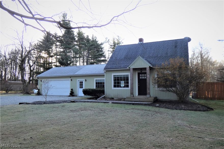 Adorable updated 2 Bedroom, 1 Bath Bungalow on 1.14 acres with 24'x40' outbuilding.  Huge eat-in Kitchen with loads of cabinets, laminate floor, all appliances (except Refrigerator), large dining area and door to Patio.  Relax in the Family Room with a large picture window overlooking the front yard.  1st floor Master Bedroom and an update full Bath.  There is also a nook off the Fam Rm which works great as a small office.  Bedroom 2 is on the 2nd floor.  There is a great Mud Room/Laundry Room between the Kitchen and 2-car Garage.  Washer, Dryer and water softener included.  The gravel Patio overlooks the large back yard, perfect for a garden and plenty of room to play.  The 24'x40' pole barn has a 10'x10' overhead door, concrete floor, and electricity. Many updates since 2014 including windows, roof, doors, furnace, septic, well and more.  Don't miss this great opportunity in the country!