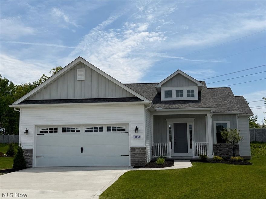 This 3 bedroom, 2 full bath BRAND NEW Ranch Cluster Home with Basement, can be YOURS TODAY! Kensington Homes Inc. was Recently named "Best Cluster Home Community Development" at the 2024 HBA Cleveland Choice Awards, and has built another popular Brighton Ranch in Strongsville, at The Reserves at Pine Lakes Village, where lawn maintenance and snow removal is $145/month.  A covered front entry leads to a nice foyer with beautiful wainscoting with night lights throughout the main hallways! 10' ceilings in the kitchen, great room and dinette, and 9' in the rest of the home. The Great room features a custom gas direct vent fireplace and is open to kitchen and dinette areas.  Luxury Vinyl flooring is upgraded in every room except carpeted bedrooms.
Kitchen has extra height white shaker cabinets with soft close hinges on doors and drawers. Quartz tops in kitchen and both bathrooms, GE Energy Star appliances including stove, under-cabinet microwave and dishwasher. LVP flooring in kitchen, dinette, hallway, pantry, foyer, laundry and main bath.  Owners suite has tray ceiling, huge walk-in closet while Owners bath features a 5' shower with corner seat, LVT flooring, the sylish black fixture faucets, door knobs, shower doors, etc. The gorgeous open stairway to basement shows a finish landing/small room, with double doors that lead to an unfinished basement which is plumbed for a third bath. Basement has 9' ceilings!  Entry off the garage showcased a finished bench/cubby area that our clients love!  Included in price is a fully landscaped lot after the driveway and front walk are poured.  "The Reserve" is the Cluster Home section of Pine Lakes.  Homeowners enjoy all of the amenities of Pine Lakes club house, walking trail, tennis courts, etc. for $225/year.
