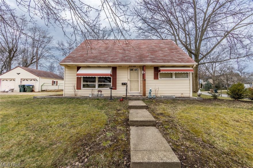 Welcome to this cute cape cod in Cuyahoga Falls! Convenient one bedroom on the main floor as well as one full bathroom. The second floor has two bedrooms and one full bathroom.  Both bathrooms have been updated. Freshly painted walls throughout. Hot water tank new in 2023. Covered porch with fenced in backyard and a two car garage. Well maintained and great location! Call for your private showing today.