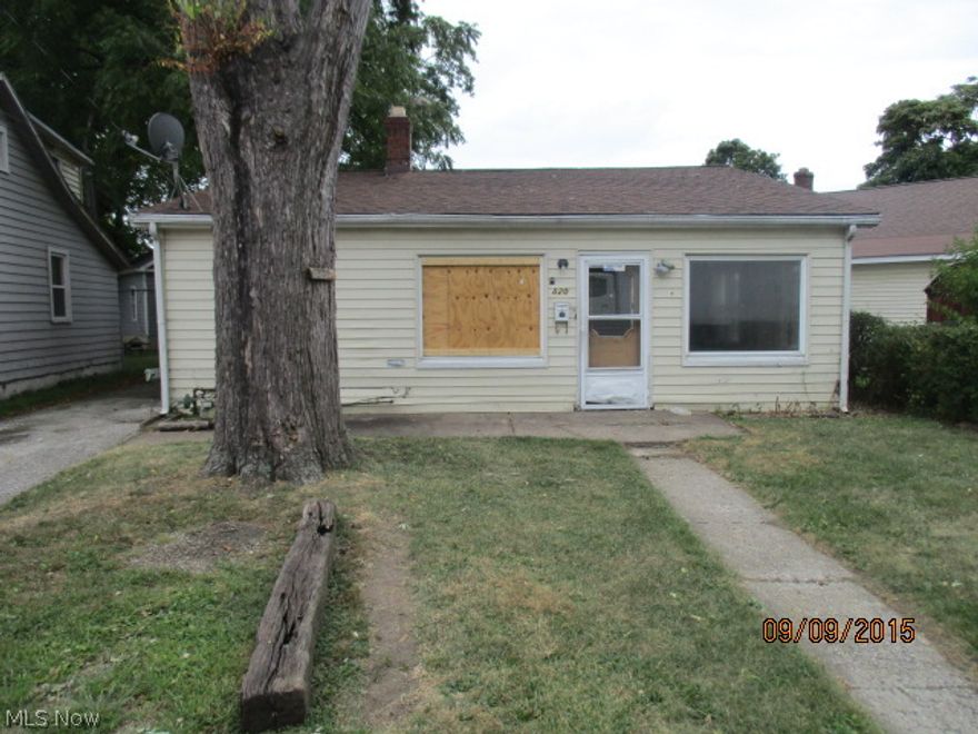 Two bedroom ranch with one full bath near Lake Erie.  Large Living Room with brick fireplace. This is an ideal remodel project! Convenient location in Willoughby. Don't miss out!