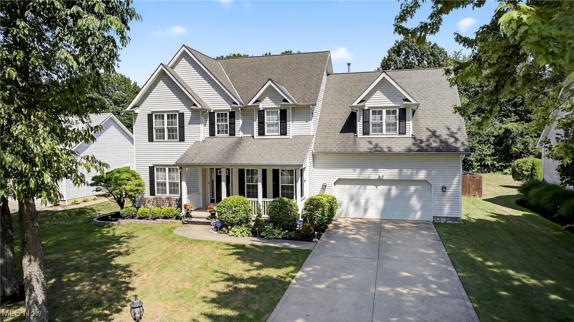 Great Location on a dead end street near newer elementary, high schools and parks, with nearly 1/2 acre lot backing up to woods, fully fenced including a shed with electric and water, Play set, above ground pool and large expansive deck! Inside is totally updated and offers versatile flowing living spaces. The 2 story foyer welcomes you into the open rail stairway. Large family room with fireplace, bonus den area and flowing into the eat in granite kitchen with island, wall oven and stainless appliances, pantry and a slider leading to the expansive rear deck. 1st floor laundry, formal dining room and 1/2 bath finish off the 1st floor. Upstairs offers a large vaulted Primary Bedroom with luxury bathroom with HEATED FLOORS including newer tiled shower, granite double vanity and soaking tub. 3 additional rooms consist of traditional bedroom, a huge BONUS ROOM / BEDROOM complete with added sitting room / craft or office and a fourth bedroom currently converted into a custom closet that can stay or be returned to a traditional bedroom. The finished Lower Level offers a full media / movie room wired for audio with projector system, specialized lighting and more. A rec / play area give plenty of added living space with more space for storage as well! Call for a private showing!