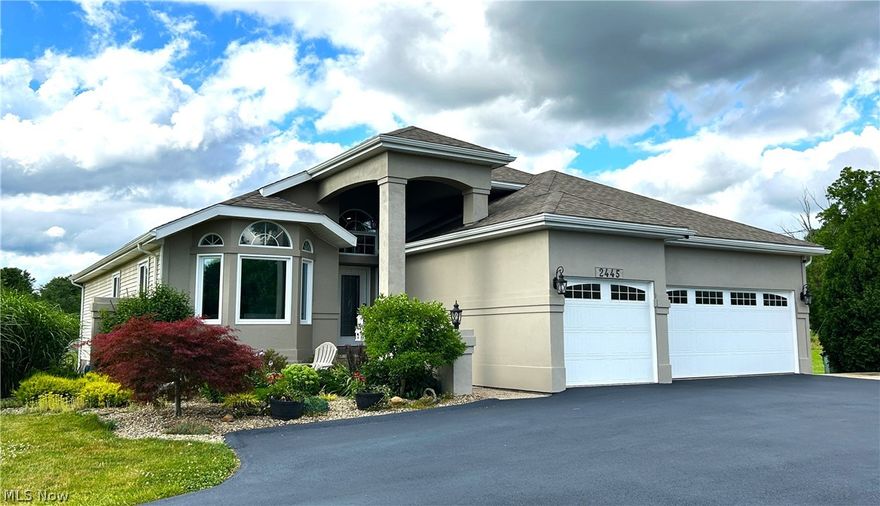 Why build? This gorgeous, updated and well-maintained ranch with professionally finished walk-out basement is awaiting you! Situated on 2 acres with pond & greenhouse, the location is ideal between Wadsworth & Medina. Easy highway access to Cleveland or Akron. The home offers an open floorplan of 3,421 sq.ft including a beautifully finished walk-out lower level with family rm, bedroom, office area, full bath, workout space and generous storage. The main floor includes a spacious owner's suite w/glamour bath, gourmet kitchen w/walk-in pantry, great room with fireplace and wood-burning stove, 2 add'l bedrooms and full bath, expansive covered rear deck, and 3-car garage. ALL of the following are NEW within past 3 years: Windows, Furnace and A/C, Hot water tank, COREtec luxury vinyl plank flooring throughout main floor, Induction stovetop & both single and double ovens (3 ovens total), Walk-in pantry & 2 closets added, Wood burning stove in great room, Septic pump, aerator, & alarm, Water filter & softener, Whole house fan, Luxury vinyl flooring in basement, Wall of tall cabinets for storage, brand new asphalt on entire U-shaped driveway, landscaping, boat dock & fountain in pond, greenhouse, chicken coop. Other features that are not brand new are extremely well maintained. Schedule your showing today!