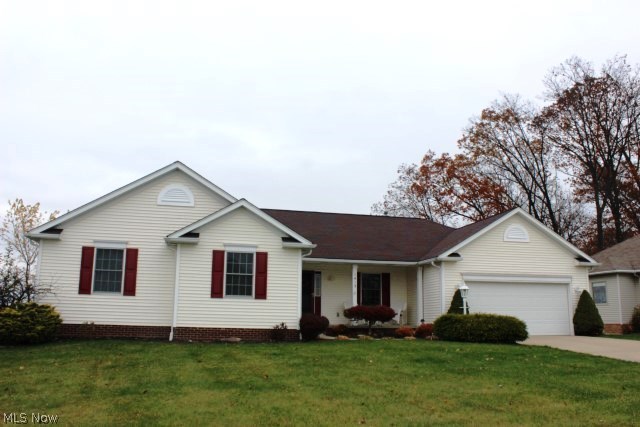 What a lovely view from this pristine 3 bedroom, 2 bath ranch built 2002* Foyer entry w/oak floor opens to great room w/gas log fireplace* Formal dining room* Vaulted kitchen w/sky light, island/breakfast bar, pantry & fully appliance (microwave, range, refrigerator, dishwasher, disposal)* Breakfast room w/Pella slider to deck overlooking skyline* Master bedroom & bath* Bedroom #2 with skylight & walk in closet* Bedroom #3 with vanity* Guest bath w/soaking tub & separate shower* Spacious 1st floor laundry w/cupboards, sink & closet* Full 12 course unfinished basement* Generous attached 2 car garage* Deck w/sunsetter retractable awning* Covered front porch* Other features-Pella windows, 6 panel Masonite doors, glass block basement windows & wireless network* Neutral décor throughout* Home warranty provided* A must see!
