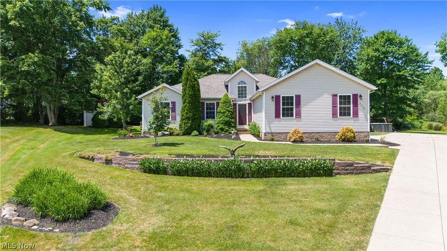 Welcome to this charming 3 bedroom, 3 full bath ranch nestled in a quiet cul-de-sac, offering serene first-floor living and a private wooded backyard.  Enter into the foyer and you'll be amazed at the spacious newly painted vaulted family room which opens to the eat-in-kitchen featuring SS appliances.  Beautiful ceramic tile flooring runs from kitchen down the hallway to the first floor laundry room.  Three good sized bedrooms including a master en-suite complete the main floor.   Slide the barn door and head down to the finished basement and an entertainer's dream!! Complete with a wet bar for social gatherings,  an insulated media room for cozy movie nights, a workout room to stay active, and an additional Luxury full bath for convenience. Outside, the property is beautifully landscaped, enhancing the home's curb appeal and providing a tranquil outdoor retreat with a small path through the woods in the back of the property.  Relax on the spacious deck or jump into the new 2021 above-ground pool... perfect for relaxation and entertaining.  Additional features include a shed in the backyard, a patio ideal for a hot tub, and an RV hook-up. This home combines comfort, functionality, and style, making it ideal for both daily living and hosting memorable gatherings. Don't miss the opportunity to make this stunning property your own!