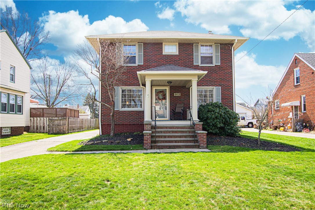 Gorgeous Brick Colonial with 3 Bedroom and 2 Full Baths on a .2 acre lot on a highly desired low traffic street. This home is a decorator's dream as it has plenty of natural light and neutral colors that accent the decor. You'll love preparing meals in the beautiful kitchen with stainless appliances, updated cabinetry, and decorative pendant and recessed lighting. Large formal Dining Room adjacent the Kitchen and Living Room for your entertaining convenience. The Owner's Suite is double-sized to allow plenty of room for larger furniture and additional closet space. The upstairs main bath has an updated vanity with quartz top and new lighting. Two additional spacious upstairs bedrooms. The semi-finished basement has laminate flooring and a potential additional bedroom with a full bathroom with walk-in shower. The backyard features a large deck with a trellis, privacy fence, and outdoor fireplace. Two car detached garage. Just steps from Forestwood Park & Michael A Ries Ice Rink wi