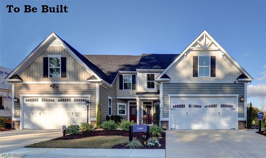 For a limited time, you can build a beautiful new home at and unbelievable price. If you are looking for a villa that offers style, but never sacrifices convenience and comfort, look no further than the Calvert! As soon as you enter the foyer you'll know you've arrived. To your right a cozy nook shelters an eat-in kitchen with a pantry cupboard, full sized laundry room, and convenient powder room. Ahead lies a light-filled open-concept floorplan that features room for a dining room, and great room and high 9’ ceilings. A wall of windows and a glass patio door on the back wall gives the home plenty of natural light and brings the outside in. The first floor master bedroom is off the living room, near at hand but separated from the living area. The spacious owner's bedroom has its own in suite bathroom with a large ceramic shower and seat. The owners bath also has a double vanity sink and large walk in closet! Upstairs features a large guestroom and full bathroom, and more coveted storag