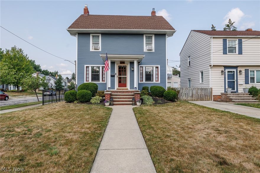 Welcome to 2246 Arthur Ave, a 3 bedroom, 1.5 bath Classic Colonial situated on a cozy corner property in a friendly Lakewood neighborhood that does annual block parties & clam bakes; conveniently located near quick interstate assess, schools, restaurants & shopping! Charming curb appeal with newer vinyl siding, large Renovated 2 car detached garage(2024) & nice fenced in yard with a private, newly refurbished brick paver patio(2023) to enjoy! The lovely light & bright living room features beautiful woodwork, crown molding, refurbished fireplace(2023), and French doors that open to the cozy sunroom. The beautiful woodwork and crown molding continue into the formal dining room with warm wood flooring and ample space to gather with friends and family. The updated eat-in kitchen showcases ample cabinetry, granite counters & stainless-steel appliances. A convenient half bath completes the main level. Upstairs you will find a large full bathroom with a skylight, 3 comfortable bedrooms with ample closet space and wood floors; plus a newly renovated 3rd floor bonus room(2024) ideal for an office or media room. The full basement offers ample storage space, laundry area & is waterproofed w/ a back-up sump-pump providing plenty of potential for finishing, if so desired. Electrical Updated from Knob & Tube to Romex(2023). With its modern move in ready updates, convenient location and classic charm, this is truly wonderful place to call home!