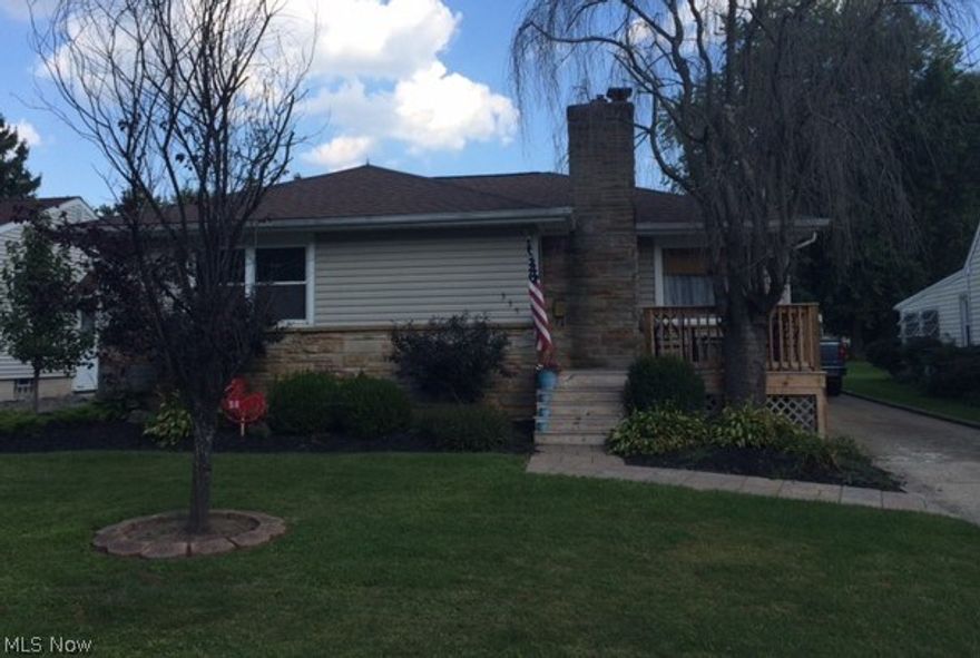 Updated 4 Bedroom Ranch with new garage, newer roof and new rec.room with kitchen.  New appliances. Updated A/C.  Large patio and deck with fenced in back yard.  Kitchen and baths have been remodeled.  Home Warranty !! This home is a must see !  Price great !!