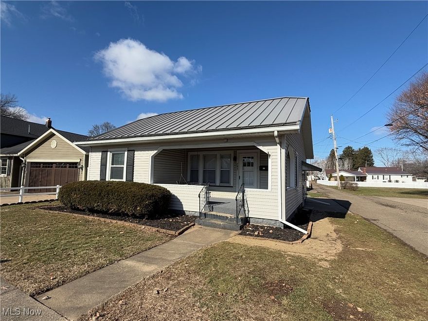 Ready to Move In! This nicely updated, 2 Bedroom, 1 Bath Bungalow, has Fresh Paint and New Flooring Through-out. Stainless Steel Appliances in the Kitchen along with a Cozy Breakfast Nook. Large walk-up attic could be finished to make a third bedroom. Additional updates include remodeled Bathroom, Furnace, Hot Water Heater, Central Air, Plumbing, and Light Fixtures all in 2024. Metal Roof on Home and Shed in 2018.