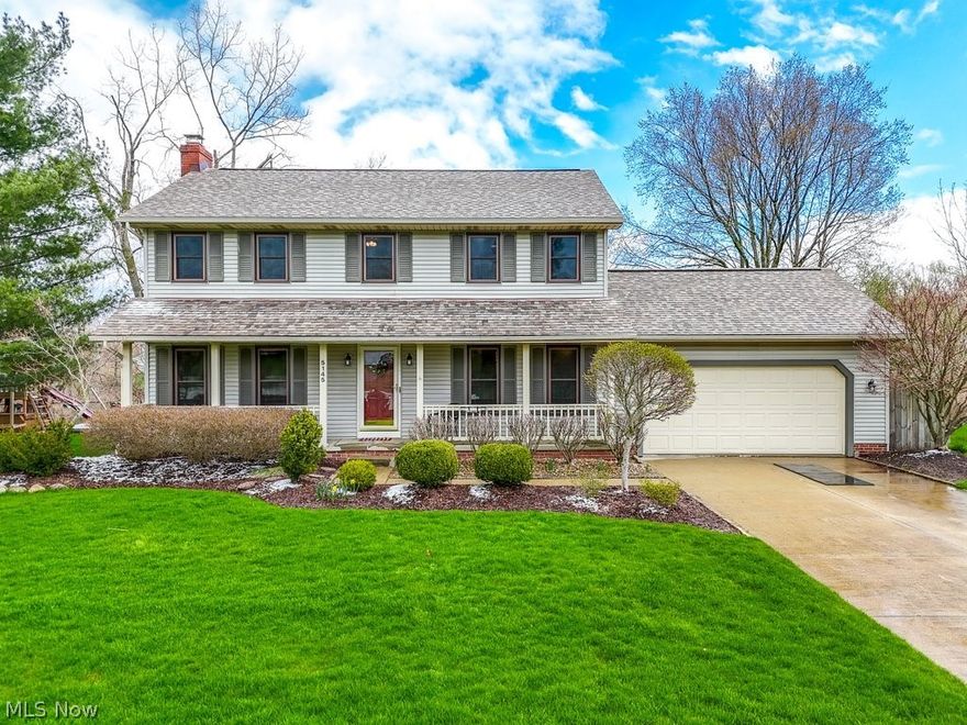 Welcome to 5145 Renee Lynn Circle, in Terrace Glen! Step into this beautifully updated Colonial 4 bedroom, 2.5 bath home in Stow, situated on a cul-de-sac near Fox Den Golf Course and Silver Springs Park!  As you enter through covered front porch you'll be greeted by new LVT flooring (2022) throughout the entire 1st floor. The foyer leads to a fully updated half bath (2021), setting the tone for the level of care and attention to detail throughout the home.The updated kitchen provides both space and comfort with a breakfast bar and eat-in kitchen area. Not to mention updated backsplash, granite countertops, and all newer stainless steel appliances (Dishwasher 2022, Oven/Range 2019). Adjacent to the kitchen is a versatile space that can be utilized as a formal dining area, open office, or playroom, complete with custom floor-to-ceiling built-in cabinets that blend storage and style seamlessly. The large living room flows open to the kitchen, a remodeled wood-burning fireplace awaits, with a gas hookup for convenience (2023). Be sure to check out the details of the custom-built floor-to-ceiling bookshelves and desk (2023). As you walk upstairs, you will notice new carpeting covering the second floor. The spacious master bedroom has a bright updated master bathroom space with a walk-in closet and built in storage solutions. There are also 3 additional bedrooms that share a full bath with a skylight. You're just in time to enjoy the pristine landscaping, built in basketball hoop, back deck and private yard with a view of the pond. Updates: Sump Pump 2015|New Roof 2016|Carpet 2019| New Windows 2020| New Furnace 2021| Air Ducts cleaned 2022.  Multi purpose rooms in basement. ADT Security system installed. Ample storage throughout. For Buyers peace of mind, Sellers have included a 1 Year Home Warranty. Private showings can be requested 10am-7pm (Preapproved Buyers only please)