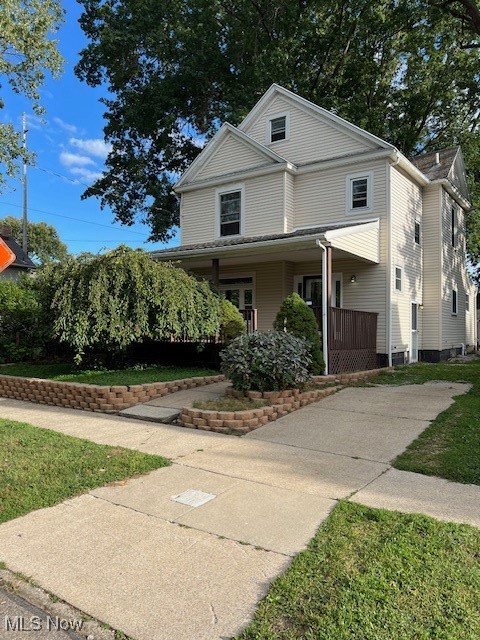 Great Curb appeal with this Large 3 Bedroom, 2 full bath Colonial with many updates. Home has large living room with a lodge like feel, boasting a 2 story stone gas fireplace with granite hearth. There is a set of sliders going out to the deck off of the living room. Nice open feel with living room flowing into the kitchen. There is a beautiful Kitchen Island, all new granite countertops and all new Appliances. New flooring throughout. Such a bonus to have first floor laundry/mud room and full bathroom. The master bedroom is large and has a private deck off the back and a Master Bath with shower and Jacuzzi style tub. The front has a covered porch and nicely landscaped. There is a 2 car garage with loft ceilings and an additional building for lawn equipment and storage. The lot goes 140 deep! With over 1800 square feet, this home would be great for a large family.