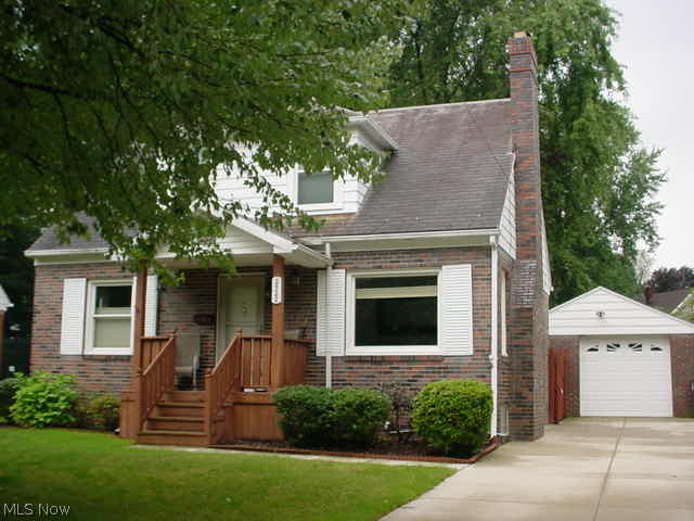 Shows well! 3 bed, 1 1/2 bath brick cape w/partially finished basement and enclosed porch! Woodburning fireplace in living room, formal dining room, kitchen with appliances! 1 bed on first floor with 1/2 bath! 2 large beds upstairs with full bath! Naturestone in basement, rec room & washer/dryer stay! Detached garage w/attached enclosed porch! Nicely landscaped privacy fenced back yard w/storage shed! Interior freshly painted! NICE!