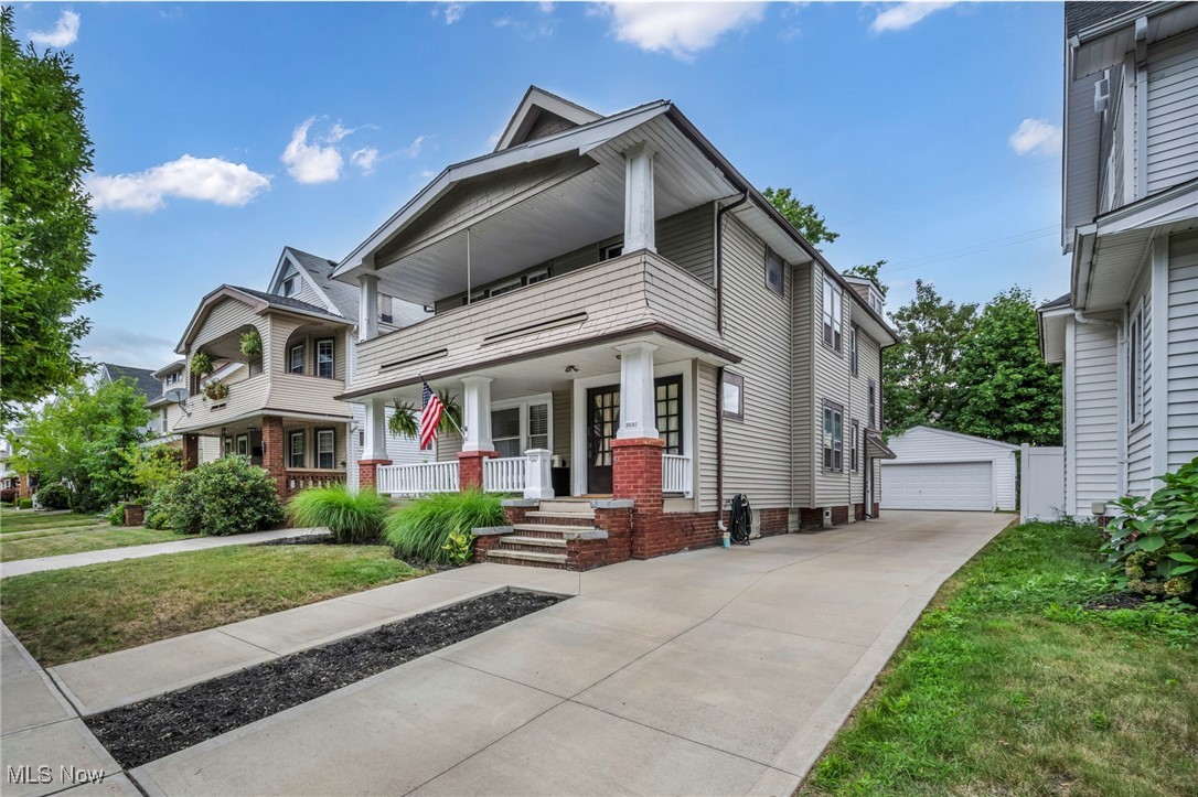 Welcome to 2079-2081 Wascana Ave, a beautifully cared-for Lakewood double that blends timeless craftsmanship with thoughtful updates. This home offers rare flexibility, whether you’re searching for a strong investment or a place to live while offsetting your mortgage. Inside, rich woodwork, coffered ceilings, crown moldings, and charming built-ins speak to the character of the era, while custom cabinetry, recessed lighting, and elegant chandeliers bring a modern touch. Both units enjoy their own front and back porches, an ideal spot to soak in the final stretch of summer evenings. The main floor offers a spacious two-bedroom, one-bath unit with hardwood floors and plenty of natural light. The second unit features a generous three-bedroom, two-bath layout extending to the third floor, where a stylishly tiled bathroom with glass shower surround creates a private retreat. Each unit is equipped with stainless steel appliances, adding convenience to classic charm. The property also features a spacious two-car garage and a newer driveway with extended parking pad all in excellent condition. A clean basement provides shared laundry with two washers and dryers, along with folding space to keep everything organized. Located just moments from Lakewood’s vibrant dining and shopping districts, Lakewood Park, The Solstice Steps, and quick highway access to downtown Cleveland, this property sits in a highly desirable spot. With leases already in place and flexibility ahead, it’s an opportunity that appeals to both seasoned investors and first-time buyers alike.