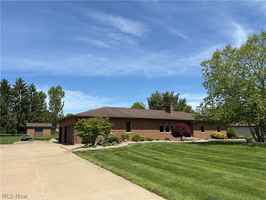 Check out this stunning all brick ranch with 4 bedrooms and 3 full baths with 2000 sq ft. plus a full partially finished basement. This one has been well maintained by the original owner and has tons of upgrades and updates, so pay attention to detail. Located in a quiet neighborhood, you will notice the oversized concrete driveway and manicured landscaping as soon as you pull in the driveway. This over 3/4 acre lot features custom landscaping with built-in lights, large back patio with fire pit and an all brick shed with concrete floor and electric. As you walk through the front door you are greeted by a family room with wood floors, brick fireplace and built-ins. This leads to a massive 20x16 eat-in kitchen with 6x5 island, plenty of cabinets and a slider leading to the heated all seasons room overlooking the private back yard. Truly breathtaking. Off the kitchen is a large laundry room with washer and dryer included and a door leading to the 900 plus sq. ft. garage with extra storage. Down the hall is the master bedroom with his/hers closets and full master bath. Completing the first level is 2 more bedrooms and another full bath. Throughout the first level you will notice neutral colors and solid 6 panel doors. Basement is partially finished with rec room, full bath, possible 4th or 5th bedroom plus a 31x16 storage area, with built-in shelves. Some updates include poured frat walk and patio, re-teaked 25', gutter guards 24', blinds 24', Vesta water system 24', well pump 23', countertops 18', updated appliances and more. Too many updates to list all. This amazing ranch has soooo much to offer at this price and will make a great house to call HOME!
