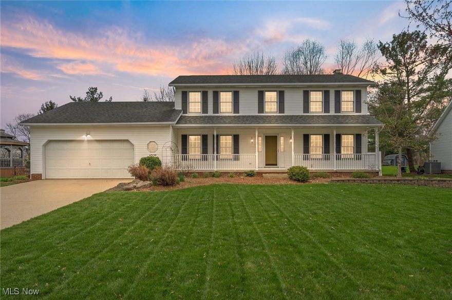 Sit back and relax on the inviting front porch of this breathtaking colonial, where comfort and style meet in every detail! The chef’s kitchen is a true showstopper, featuring sleek quartz countertops, a convenient breakfast bar, a large picture window, exterior venting hood, and all stainless steel appliances—perfect for cooking and entertaining! The entire first floor showcases newer luxury flooring, adding warmth and elegance throughout! Enjoy cozy evenings in the family room with custom-built-ins and a fireplace, or get productive in the dedicated office with heated floors for year-round comfort! Upstairs, the spacious master suite includes a walk-in closet and a luxurious ensuite bath—your own private oasis—offering double sinks, a soaking tub, an incredible stand-up shower, and a new window that brings in natural light! Step outside through the new slider (replaced in 2023) onto the composite deck with custom sunshades—an ideal setup for parties or get-togethers! The private backyard has been fully re-sodded with Kentucky bluegrass, offering a beautifully manicured space to relax and enjoy. Additional highlights include a partially finished basement with heavy-duty built-ins, an oversized 2.5-car garage, first-floor laundry, and updated powder and hallway baths. Two of the bedrooms feature private HVAC systems, and the major mechanicals—furnace, air conditioning, and water heater—were all replaced in 2024 and are paired with a smart thermostat you can control from anywhere! The home also includes a roof from 2009 and a whole-house attic fan for added efficiency! Impressively decorated and meticulously maintained, this home is a rare find! Don’t miss the chance to make it yours!