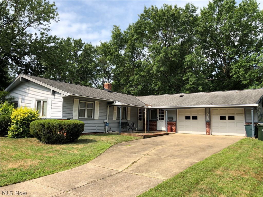 One level home in a great location of Bay Village! Needs some updating throughout, but you will love the open great room with lots of windows overlooking a wooded back yard. High beamed ceilings and a gas log fireplace. Second family room off the kitchen offers more living space to use as you want. Master bedroom has full bath. Patio off the back of the house. Two-car garage. Quiet cul-de-sac.