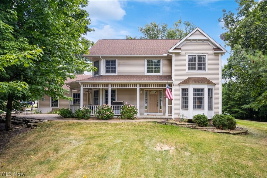 Welcome to this captivating home in Macedonia, located in the sought-after Nordonia Hills school district. This bright and airy property highlights a flowing floorplan and fabulous outdoor living space! A pretty patio and walkway lead up to a covered front porch and 2-story foyer. Be greeted by the spacious, formal dining room featuring elegant crown molding. Glass French doors open to the formal living room with a bay window. The heart of the home is the inviting family room, boasting a mantled fireplace, abundant windows, and a set of glass French doors. The expansive kitchen is a delight, equipped with extensive cabinetry, beautiful countertops, stainless steel appliances including a dishwasher and stove both updated in 2023, and an eating area with sliders to the deck. A convenient half bathroom and laundry room complete the main level. The owner’s suite is complete with an ensuite bathroom featuring a Jacuzzi tub, separate shower, ample storage, and a walk-in closet. Three additional bedrooms and a full bathroom complete the second level. The finished lower level includes a family room and an additional rec area, perfect for entertainment. Outside, the .62-acre yard offers a deck with an above-ground pool, a fire pit, play area, and shed with updated electrical. The property also includes a 2-car attached garage with updated electrical with multiple outlets. Don’t miss the opportunity to own this beautiful home in a prime location!