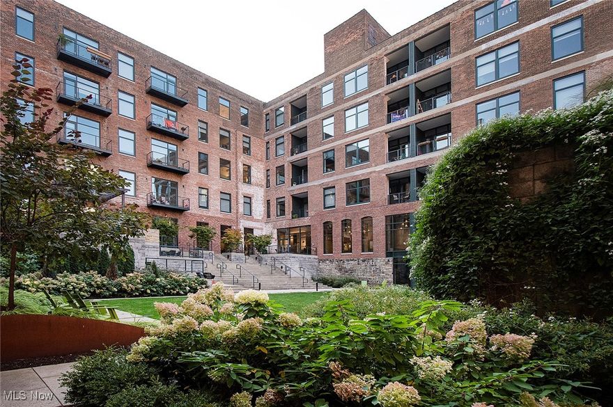 Enjoy urban living in this one-bedroom loft nestled within a meticulously restored historic warehouse conversion, Worthington Yards. Residents are surrounded by a curated art collection which extends from the lobby area throughout the entire building, including an on-site gallery with rotating exhibits and regular shows/events. Step outside your door into a spectacular, lush and secluded interior courtyard featuring an expansive lawn, grilling station, fire pits, and lounge areas perfect for relaxing or entertaining. Residents also enjoy access to a rooftop deck with city views, a second (pet-friendly) courtyard, a fully equipped fitness center, yoga room, and stylish community living rooms and workspaces. The character-filled unit features soaring ceilings, exposed brick, rugged concrete pillars and oversized windows which were added throughout the building during the restoration. The kitchen and bath are stylishly designed with functionality in mind and allow for easy living, working and relaxing. Located in Cleveland’s highly walkable Warehouse District, you're steps from the city's best dining, nightlife, and entertainment—plus easy access to The Flats and all of Downtown. Inquire for tours.