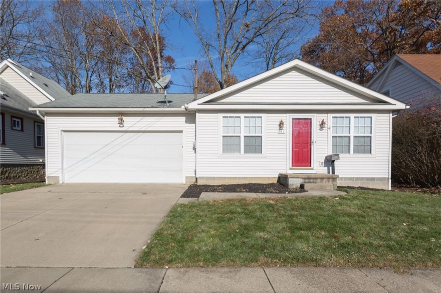 This charming 20 year old Ranch with 3 Bedrooms, 1 Bath, with 2 car garage will blow you away! Located close to Downtown Cuyahoga Falls with a Grade School and Park within walking distance, you'll be close to all that the city has to offer. This well-kept home features an open floor plan with vaulted ceilings in the living room, dinning room, and kitchen for a spacious feel. Kitchen has new solid surface counter tops with a breakfast bar, ceramic tile flooring, and is equipped with a dishwasher, garbage disposal, microwave, refrigerator, and stove! Wood Floors cover the living room, dining room and hallway with new carpet in the bedrooms. Main bathroom conveniently connects to the master Bedroom and has a sky light! Full Basement is partially finished, dry, and ready to be made into a recreation room! Schedule your private tour today before its gone!