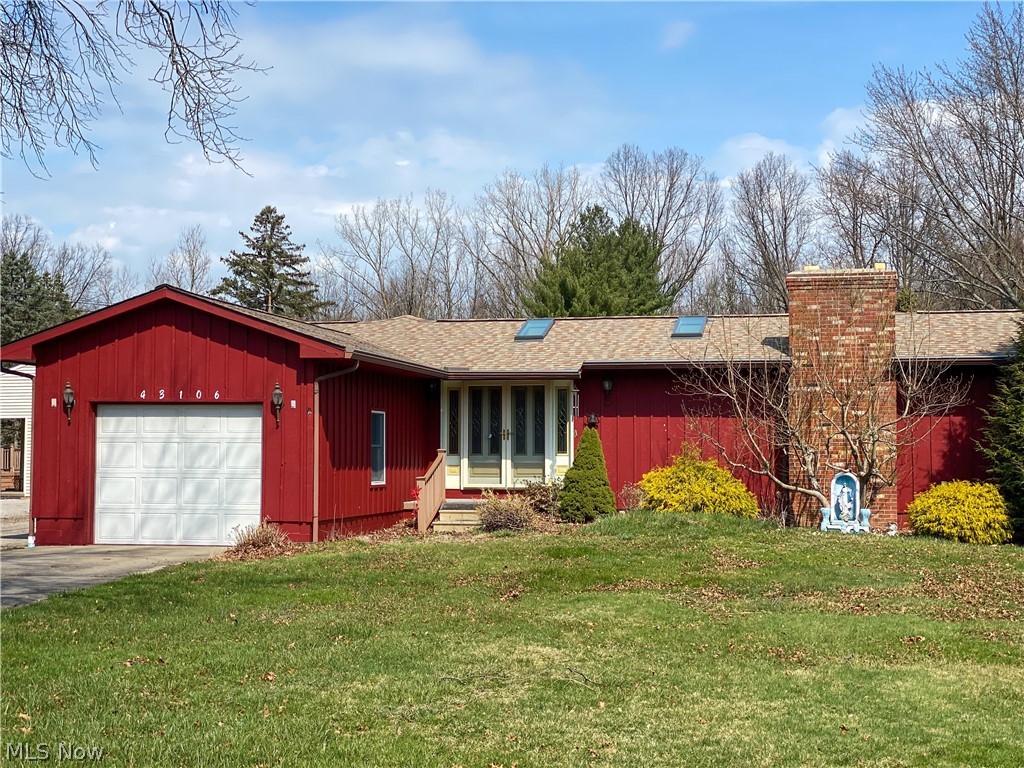 Welcome to this well maintained large ranch in Elyria Township, on a quiet street, boasting no RITA taxes! Situated on nearly 1 acre with woods at the rear including three fruit bearing apple trees, a peach tree, and a magnolia tree in the front yard. This charming property features a stunning black granite rock gas fireplace in the living room. The family room offers vaulted ceilings and leads to the 22x40 in-ground pool, heated and fully fenced for your enjoyment. The pool has a new cover. The kitchen boasts a brand new range and dishwasher and a newer refrigerator. The master bedroom also grants access to the pool area. The home is fully wired for fiber optic internet. Equipped with an attic fan that effectively cools the home, reducing utility costs on cooling. Two large window units included in the sale, but the current owner never needed them. Looking for an additional workshop or vehicle storage? Outside, a 24x64 metal outbuilding with high ceilings, concrete flooring and three overhead doors - one is 8 feet tall and two are 10 feet. Don't miss this opportunity for comfort and leisure – schedule your showing today!