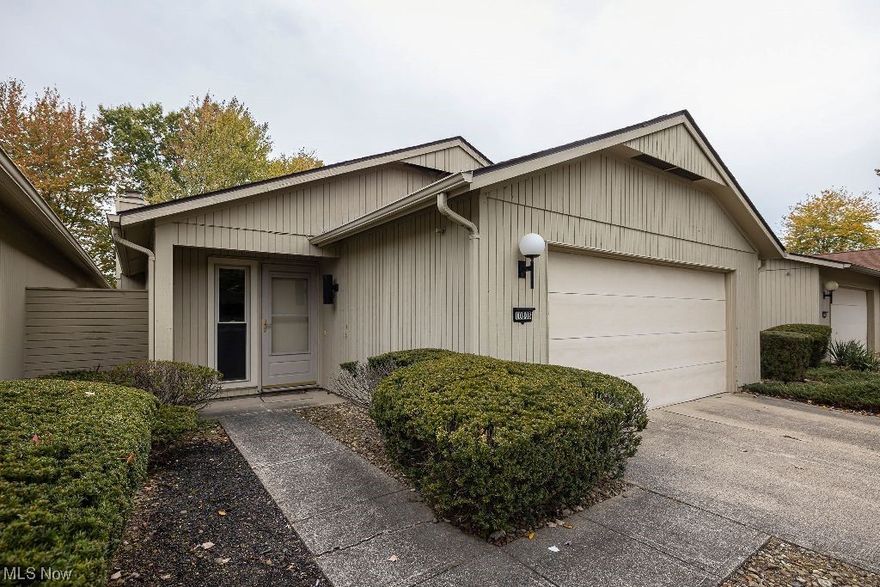 Welcome to your new home located in Strongsville.  This ranch style detached condo offers 2 bedroom 2 bath homes offers attached 2 car garage with Craftsman opener.   This home features updates from 2023 that include New Disposal in kitchen, lighting throughout home,  new LVT flooring, New Closets doors in bedrooms, freshly painted whole house, carpet in living room and bedroom.  New New exterior door in master bedroom that leads to enclosed private outdoor patio, Master bathroom toilet, shower, faucets all new, closet doors in home.  Roof replaced in 2019 along with hot water tank, patio sliding door and 2011  new windows from window nation.   This home offers walk in closet in master bedroom and the private bathroom. Off the kitchen large walk in pantry for added storage.   Great location and short distance from downtown Berea and Strongsville.