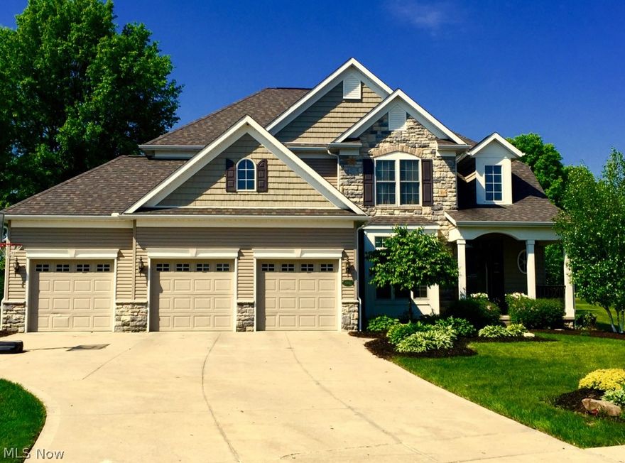 Better than new Dustin William Homes Design(division of Tim Fleishour homes) in Jackson Township. Walk into your 2
story open foyer with beautiful sweeping staircase. This open floor plan has a lot to offer including 10ft ceilings on 1st
floor, gorgeous doors,trim and moldings throughout. Nice sized great room with amazing views opens to beautiful large
kitchen with maple cabinets, granite counters and all stainless appliances stay. Walk out your patio doors to breathtaking
views of the professionally landscaped yard with huge waterfall and pond. Sit on your patio and enjoy view of
Rolling Green Golf Course. Large master suite with soaking tub and his and hers walk in closets. 3 nice size additional
bedrooms, jack and jill bath. Lots of closets and storage throughout the home.Enjoy the convenience of your second
floor laundry. 1 st floor office with built- ins could be guest bedroom located next to full bath. Large finished basement
with new carpet, custom mantel and built-ins