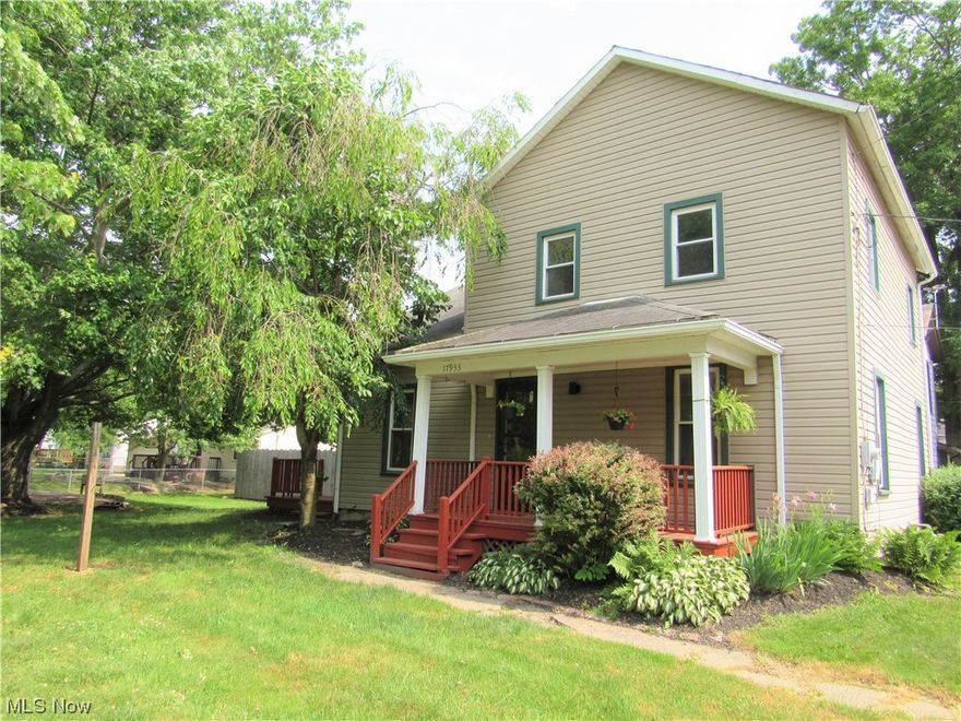 Welcome to this beautifully updated 5 bedroom home nestled on a large corner lot on a dead end street in Beloit! Just minutes away from West Branch Schools, this home boasts numerous updates since Oct 2022 include: fully remodeled and updated kitchen with SS appliances, cabinets, SS sink, flooring, island and breakfast nook, first floor laundry! first floor full bath with large shower, and first floor bedroom!! All new carpet, interior painting, LVT flooring in kitchen and laundry room, freshly stained deck and front porch, updated furnace and HWT, furnace recently serviced & cleaned, new thermostat, tuckpointed chimney and newer windows throughout! The home flows from the cozy front porch to the enormous living room and large coat closet. 9ft ceilings on the first floor with a giant dining room and FF bedroom or possible Office. Walnut stained trim throughout the neutral decor add clarity to the bedrooms upstairs and bring together the clean, neat, and spacious first floor living area