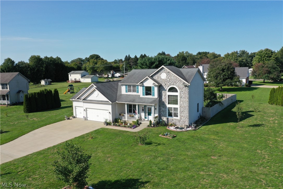 This fantastic Colonial offers so many of the features that every home buyer is looking for. Starting on the first floor, an impressive two-story foyer leads to the large eat-in kitchen that boasts quartz countertops, glass backsplash, all state-of-the-art appl. a generous panty and French doors that lead to the back yard. Off of the kitchen is the spacious Great Room that includes a gas fireplace. A formal dining is perfect for Sunday dinners. The first floor master suite includes two walk-in closets. The master bath offers a large corner soaking tub and a separate shower. Completing the first floor is a laundry room that is just steps away from the master bedroom. The entire first floor boasts wood grain vinyl flooring. A winding staircase leading to the second floor opens to a sizeable loft area that is a perfect office area or second floor family room. Two other nicely sized bedrooms and a full bath finishes off the second story. The full basement is plumbed for a bathroom and the